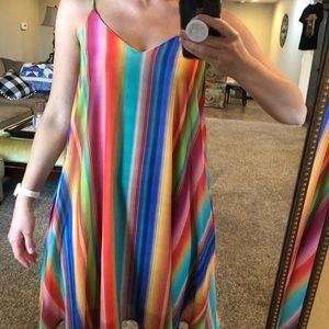 Rainbow Striped Short Dress